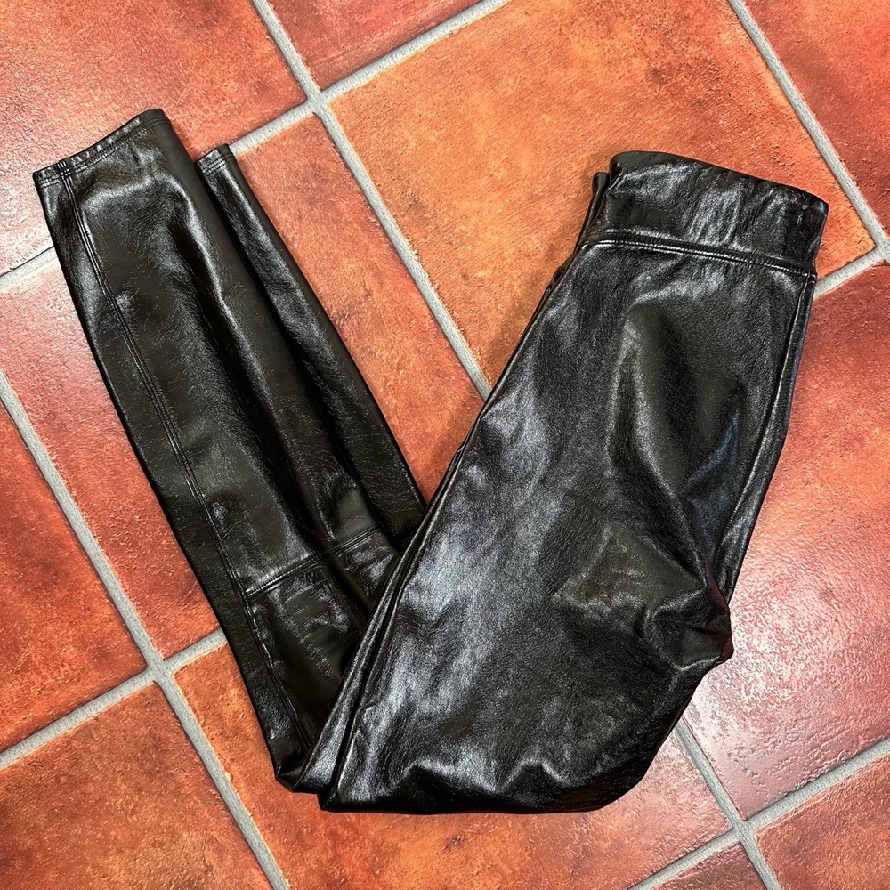 Spanx Black Faux Leather Stretchy Leggings